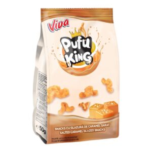 viva pufu king snacks cu glazură de caramel sărat 85g