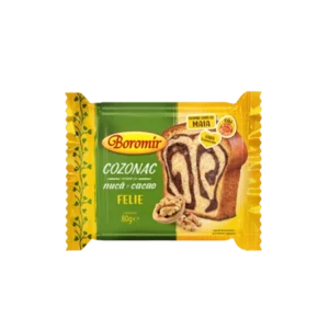 felie cozonac boromir cu cremă nucă și cacao 80g